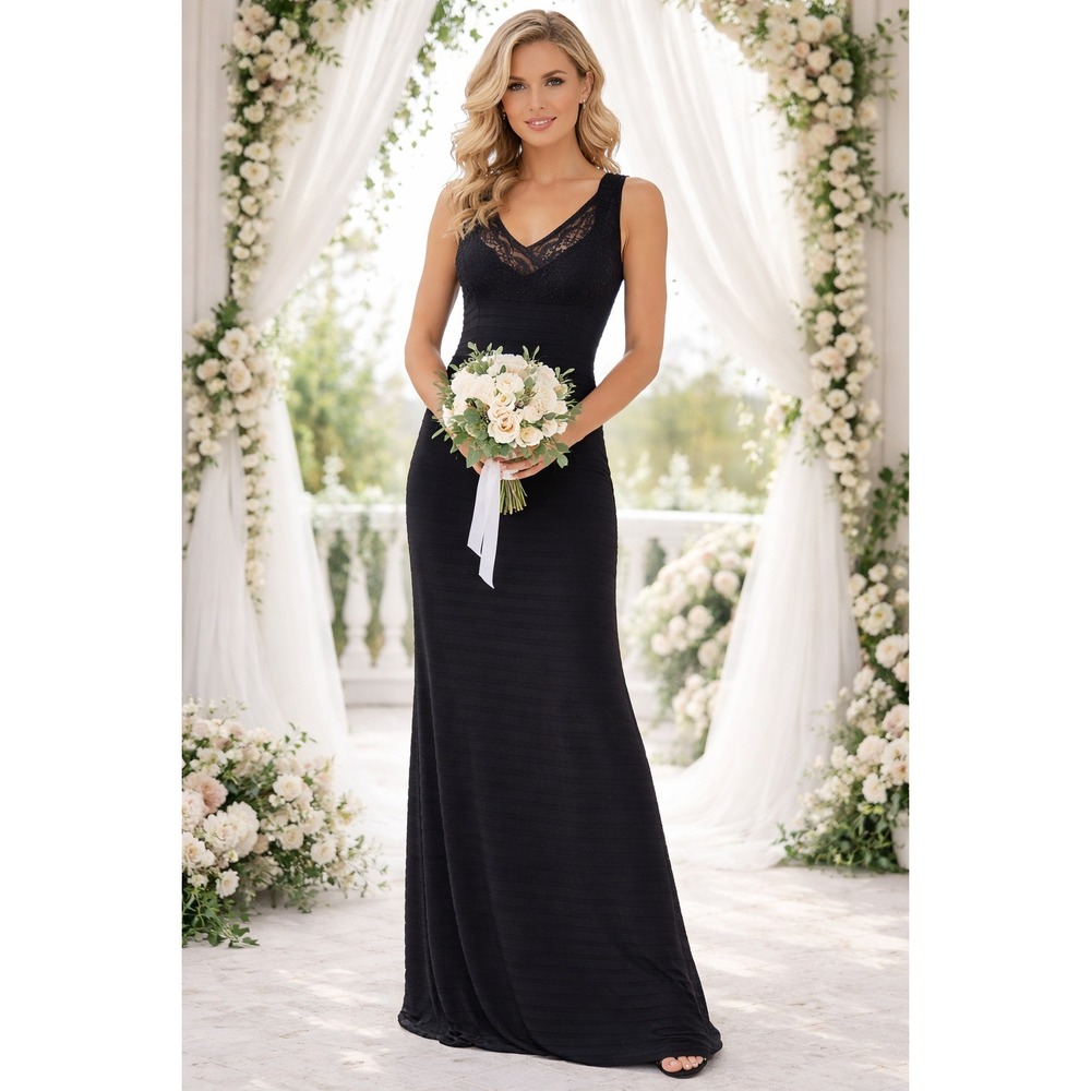 Adrianna Papell Boutique Mermaid Size 10 Tiered Lace Gown Maxi Dress Formal